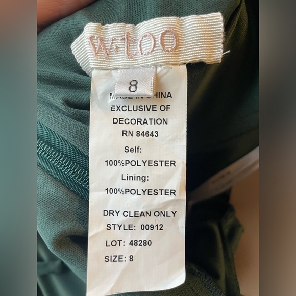 Wtoo Marzia Evergreen Bridesmaids dress size 8 NWT - Picture 9 of 16